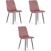 Leobert Chaise LAVA - velours rose / pieds noirs x 3