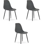 Leobert Chaise WAT gris foncé / pieds noirs x 3