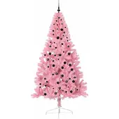 vidaXL Sapin de Noël artificiel pré-éclairé Rose 240 cm PVC