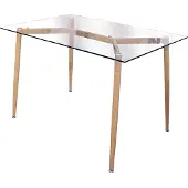 Home Deco Factory Table - - Design - Verre - Métal Imitation Bois - Transparent et Marron