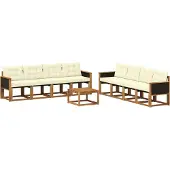 vidaXL Ensemble de salon de jardin 9 pièces, couleurs naturelles et crème