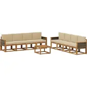 vidaXL Ensemble de salon de jardin 9 pièces, couleurs naturelles et beige
