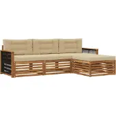 vidaXL Ensemble de salon de jardin, 4 pièces, couleurs naturelles et beige