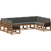 vidaXL Ensemble de salon de jardin 9 pièces, couleurs : naturel et anthracite