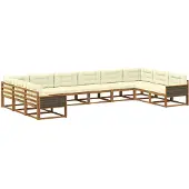 vidaXL Ensemble de salon de jardin, 10 pièces, couleurs naturelles et crème