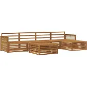 vidaXL Ensemble de salon de jardin 6 pièces en bois d'acacia massif, finition naturelle