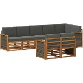 vidaXL Ensemble de salon de jardin 7 pièces, couleurs : naturel et anthracite