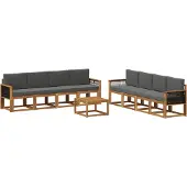 vidaXL Ensemble de salon de jardin 9 pièces, couleurs : naturel et anthracite
