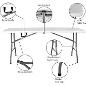 Famanu Table de pique-nique pliante 1,80 m, argentée, robuste