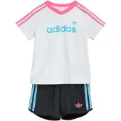 Adidas Pinstripes Sprinter Short Tee Set Blanc 12-24 Months Enfants