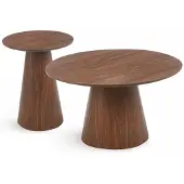 Menzzo Ensemble de 2 tables basses rondes Callie Bois noisette