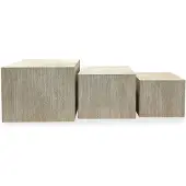 Menzzo Lot de 3 tables basses Balkor Effet Travertin Beige