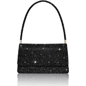 OEM Petite pochette de soirée noire à paillettes, 2 compartiments
