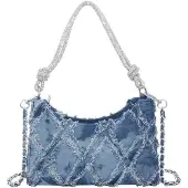 OEM Élégant sac à bandoulière pour femme, bleu denim pailleté
