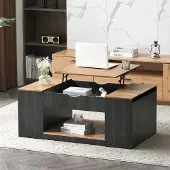 OEM Table basse grise à plateau en bois massif relevable