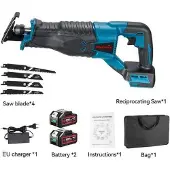 OEM Scie électrique avec 2 batteries et accessoires, bleue