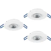 Eglo , lot de 3 spots LED encastrables Cedrez, diamètre 9 cm, spots de plafond extra-plats, projecteurs de plafond avec commutateur à bascule, lumière blanc chaud, blanc neutre, blanc froid