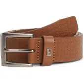 Tommy Hilfiger Ceinture 'Flag Plaque Embossed' marron