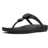 FitFlop pour femme. A5W-001 Sandales Solay Glossy-Disc Toe noir (40), Cuir, Plat, Aucun, Casuel