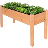Relaxdays Jardinière surélevée , jardin d'herbes aromatiques, H x l x P : 76 x 127 x 46 cm, jardin, balcon, terrasse, bac à fleurs, bois de sapin, orange