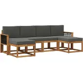 vidaXL Ensemble de canapés d'extérieur , 6 pièces, en polyester, couleurs : naturel et anthracite
