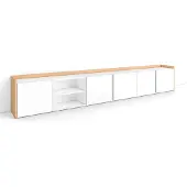 Skraut Home Meuble tv effet bois blanc et chêne 309x35x50cm
