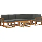 vidaXL Ensemble de salon de jardin 8 pièces, couleurs : naturel et anthracite, en polyester