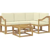 vidaXL Ensemble de salon de jardin 5 pièces, blanc et crème