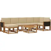 vidaXL Ensemble de salon de jardin 8 pièces, couleurs naturelles et beige, en polyester