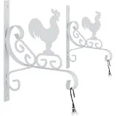 Relaxdays Support pour suspensions florales « Hahn », lot de 2, fixation murale, dimensions : 30 x 25,5 x 2 cm, crochets pour suspensions à l'extérieur et à l'intérieur, fer, blanc