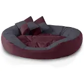 OEM Grand canapé ovale pour chien XL Bordeaux/Gris