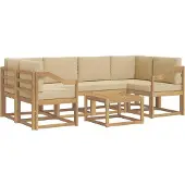 vidaXL Ensemble de salon de jardin 7 pièces, blanc et beige