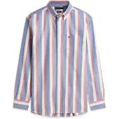 Tommy Hilfiger Chemise 'HERITAGE OXFORD' taupe / rouge pastel / blanc cassé