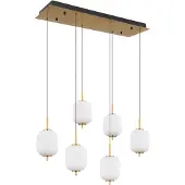 Globo Suspension dorée Ewald Verre blanc à 6 lumières