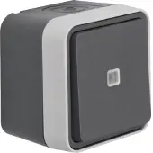 Hager Poussoir CUBYKO témoin avec neutre saillie gris - HAGER : WNC021