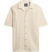 Superdry pour homme. M4011058A Chemise en maille texturée beige (XXL), Casuel, Coton, Manche courte