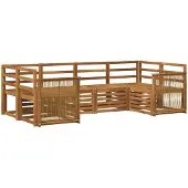 vidaXL Ensemble de salon de jardin 5 pièces en bois d'acacia massif, finition naturelle