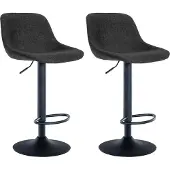 CLP - Ensemble de 2 tabourets de bar de style industriel, avec dossier et rotation à 360°, couleur noire, revêtement en tissu