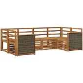 vidaXL Ensemble de salon de jardin 5 pièces en bois d'acacia massif, finition naturelle