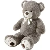 Heunec Ours en peluche XL avec ruban, gris, 100cm
