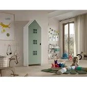 Vipack - CASAMI BRUGES Armoire 1 porte, 3 fenêtres, finition MDF laqué vert