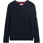 Superdry pour femme. W6110610A Pull Slouchy Cable navy (XS), Casuel, Coton, Marine