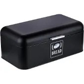 Relaxdays Retro Brotkasten mit Deckel & Griff, Stockage du pain, Noir, Argent