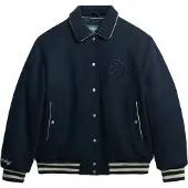 Superdry Femme Bomber Country Club en Mélange de Laine Blue Taille: 40