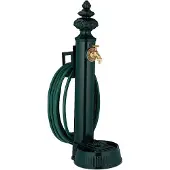 Relaxdays Fontaine sur pied style antique, robinet et bassin, H x L x P : 87 x 26 x 43 cm, robinet d'eau avec support pour tuyau, jardin, vert