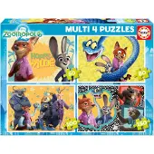 Educa Puzzle Multi 4 en 1, 50-80-100-150 pièces, Zootopia 2, multicolore, pour enfants, multicolore, taille unique
