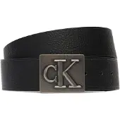 Calvin Klein Ceinture 'Pebble Grain Monogram Plaque' noir