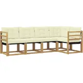 vidaXL Ensemble de salon de jardin 5 pièces, blanc et crème