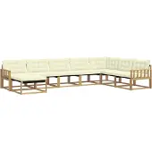 vidaXL Ensemble de salon de jardin 8 pièces, blanc et crème, en bois d'acacia massif