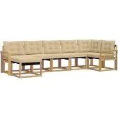 vidaXL Ensemble de salon de jardin 7 pièces, blanc et beige